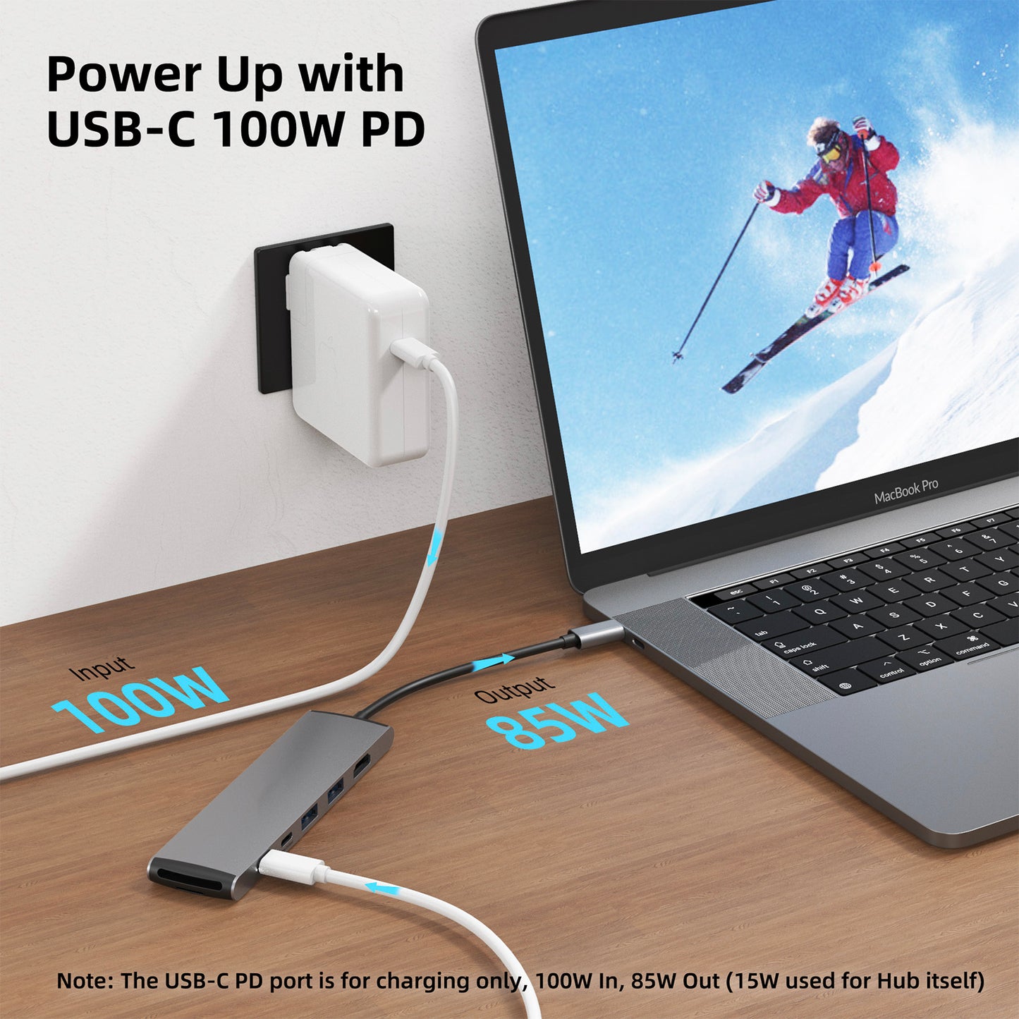 NATNEWAL 7 in 1 USB C Hub with HDMI port, 2*USB 3.0, 1* USB C,  100W PD and SD/Micro SD Card slots