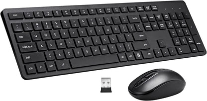 NATNEWAL Wireless Keyboard and Mouse Combo, 2.4G Silent Cordless Keyboard Mouse Combo for Windows Chrome Laptop Computer PC Desktop, 106 Keys Full Size with Number Pad, 1600 DPI Optical Mouse (Black)