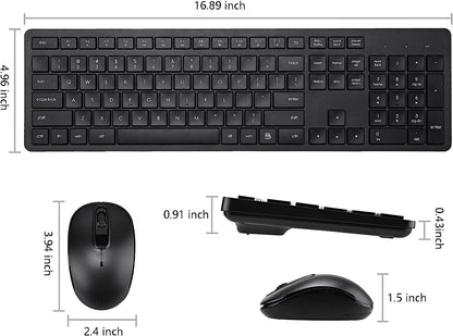 NATNEWAL Wireless Keyboard and Mouse Combo, 2.4G Silent Cordless Keyboard Mouse Combo for Windows Chrome Laptop Computer PC Desktop, 106 Keys Full Size with Number Pad, 1600 DPI Optical Mouse (Black)