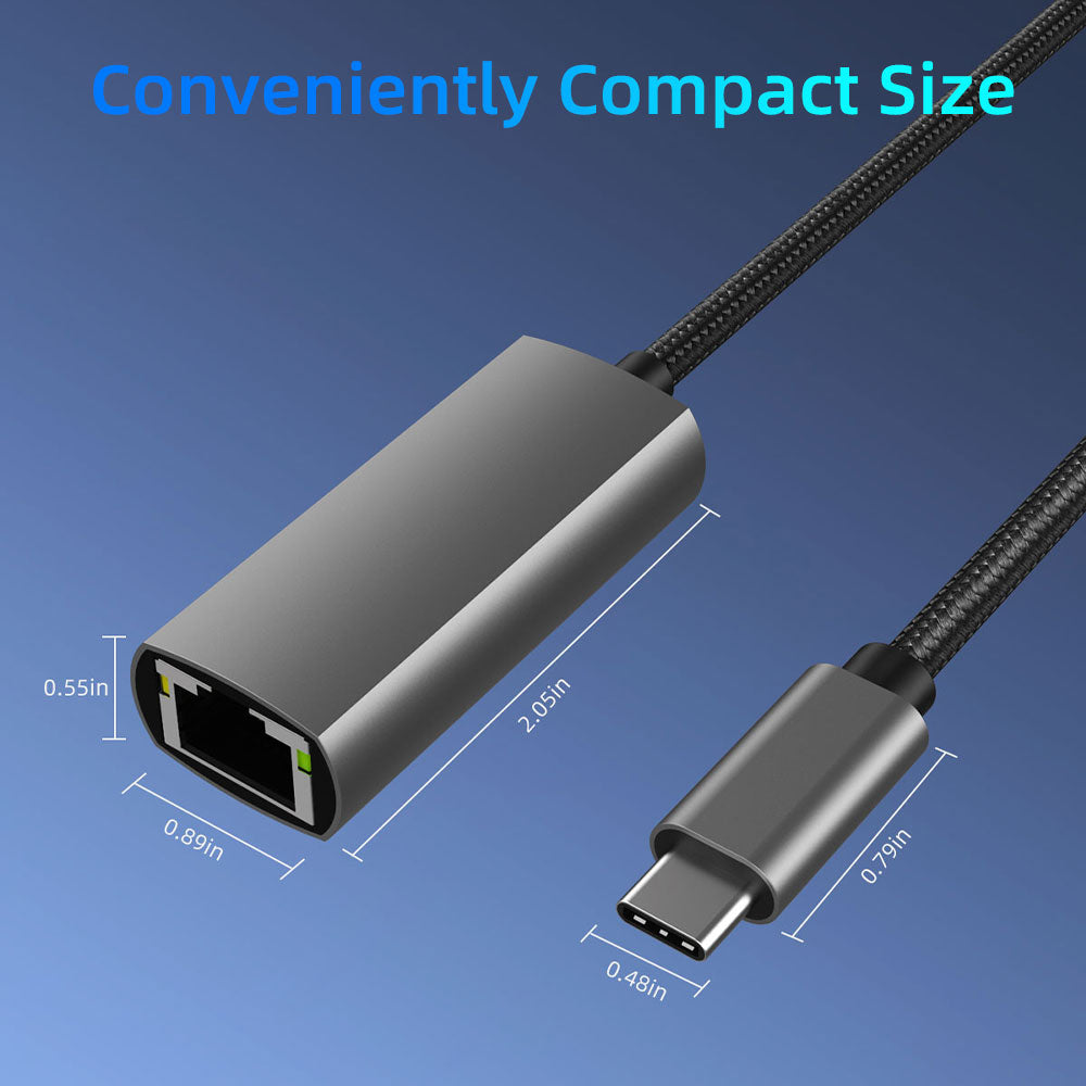 NATNEWAL USB C to Ethernet Adapter, USB C to Gigabit Ethernet Adapter, Aluminum Portable USB C Adapter for MacBook Pro, MacBook Air 2018 and Later, iPad Pro 2018 and Later, XPS