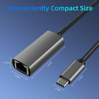 NATNEWAL USB C to Ethernet Adapter, USB C to Gigabit Ethernet Adapter, Aluminum Portable USB C Adapter for MacBook Pro, MacBook Air 2018 and Later, iPad Pro 2018 and Later, XPS