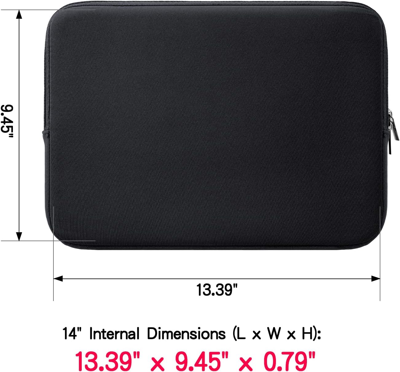 NATNEWAL 14 Inch Laptop Sleeve Case Protective Soft Padded Zipper Cover Carrying Computer Bag Compatible with 14" Notebook Chromebook Tablet Ultrabook (Black)