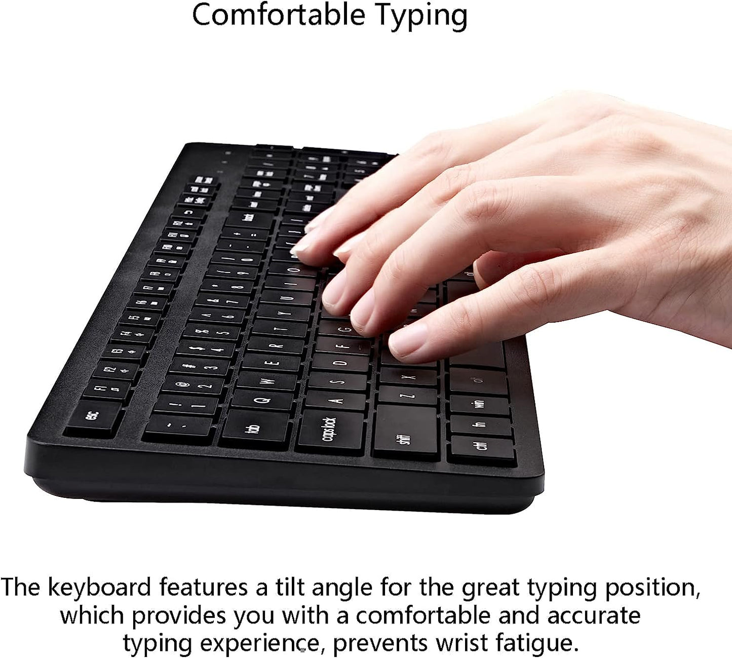 NATNEWAL Wireless Keyboard and Mouse Combo, 2.4G Silent Cordless Keyboard Mouse Combo for Windows Chrome Laptop Computer PC Desktop, 106 Keys Full Size with Number Pad, 1600 DPI Optical Mouse (Black)