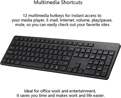 NATNEWAL Wireless Keyboard and Mouse Combo, 2.4G Silent Cordless Keyboard Mouse Combo for Windows Chrome Laptop Computer PC Desktop, 106 Keys Full Size with Number Pad, 1600 DPI Optical Mouse (Black)