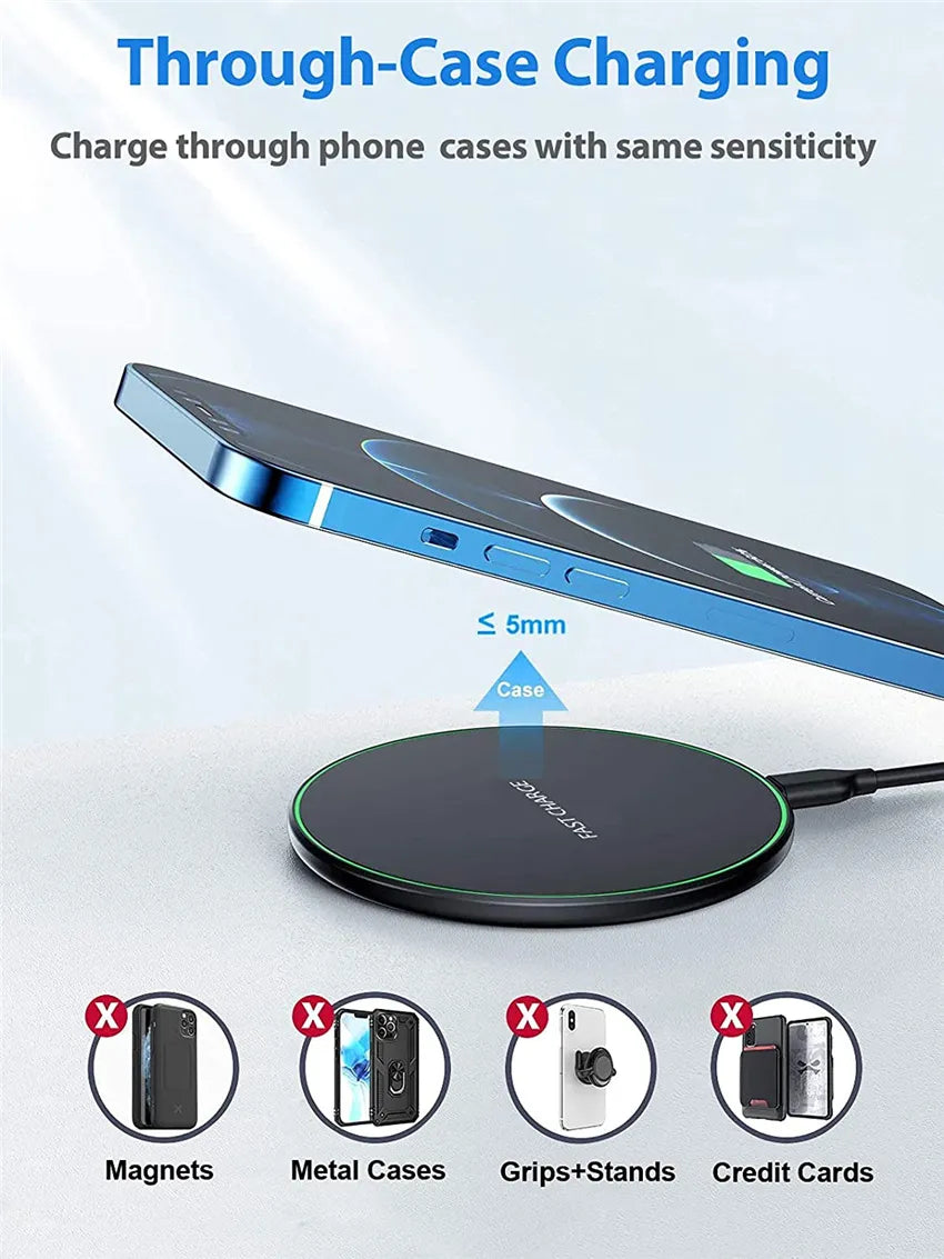 NATNEWAL 20W Wireless Charger Pad Stand for iPhone 14 13 12 11 Pro Samsung Xiaomi Phone Chargers Induction Fast Charging Dock Station