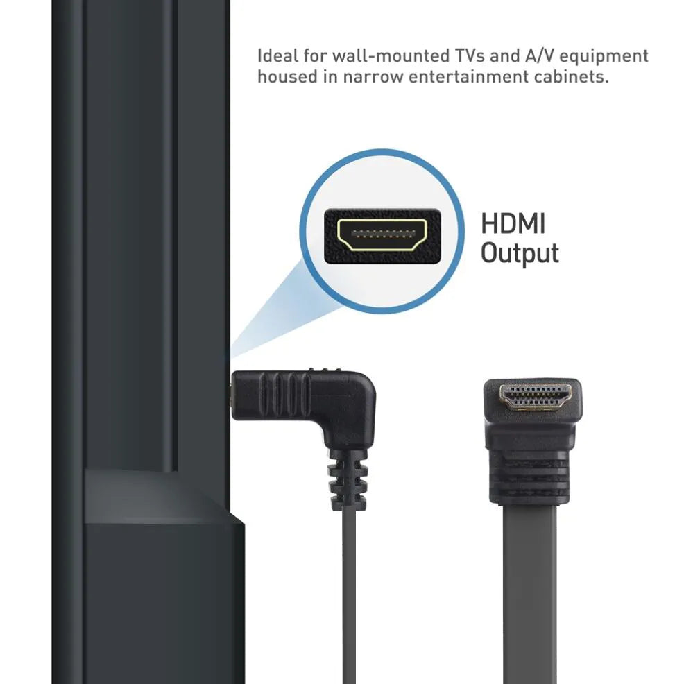 NATNEWAL HDMI connection cable,Angled HDMI cable 90-degree HDMI 2.0 cable short 30CM flat HDMI 2.0 cabl cord HDMI 2.0 4K 60Hz HDMI 2.0 A male to A male